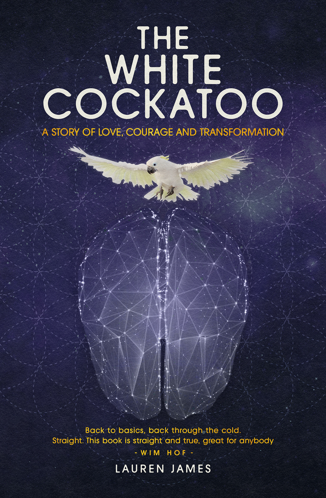 The White Cockatoo book cover — a cockatoo in flight above a glowing constellation shaped like a brain, against a night sky.